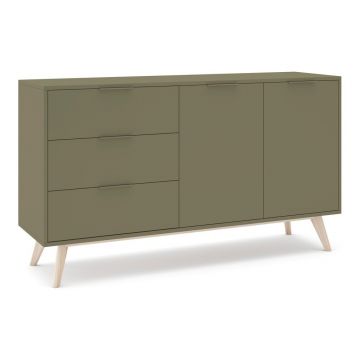 Comodă verde cu aspect mat 140x81x40 cm Campus – Marckeric