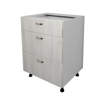 Corp Baza Lecce, 3 Sertare, Pin Alb/Alb, 60 x 50 x 80 cm