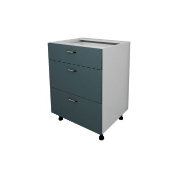 Corp Baza Lecce, 3 Sertare, Verde Petrol/Alb, 60 x 50 x 80 cm