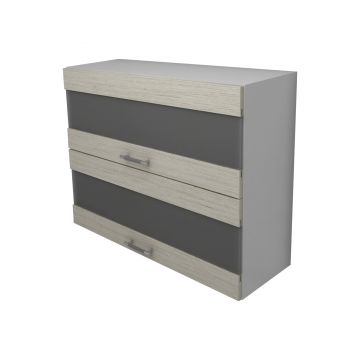 Corp Superior Lecce, 2 Usi, cu sticla, Lemn Alb/Alb, 80 x 30 x 65 cm