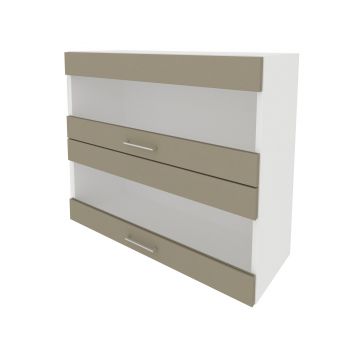 Corp Superior Lecce, 2 Usi, cu sticla, Taupe/Alb, 80 x 30 x 65 cm