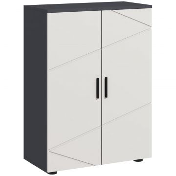 Dulap Baie Gri 60 30 82 cm - Cu 3 Rafturi si Usi cu Amortizare
