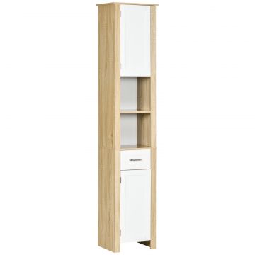 Dulap Baie inalt - Sertar  Rafturi Reglabile, Alb Elegant