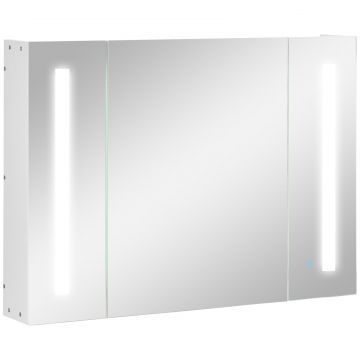 Dulap Baie LED - Oglinda, 3 Usi  Rafturi Reglabile