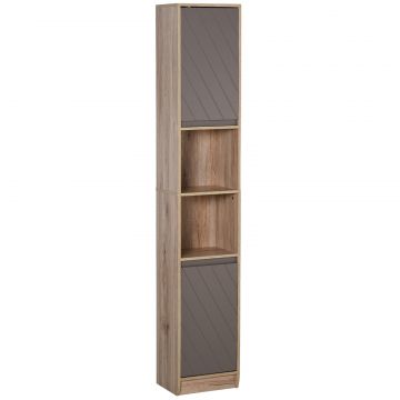 Dulap Baie Space Saver - Gri  Stejar, Cu 6 Rafturi  Dulapioare