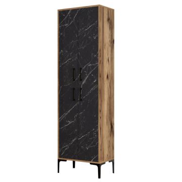 Dulap BERLIN A, 4 usi, nuc + negru, 60x35x200 cm