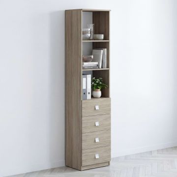 Dulap birou bibliorafturi LINEA 4 sertare, Oak