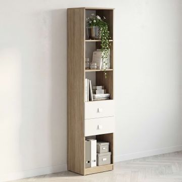 Dulap birou bibliorafturi LINEA 45, 2 Sertare, Oak, Alb