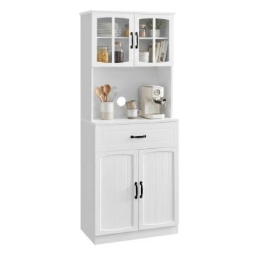 Dulap bucatarie cu vitrina, Helan-old, Vasagle, Alb, 73x41.5x179.8 cm