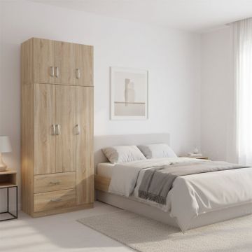 Dulap cu 3 usi, Athos, Stejar, 90x42x240 cm