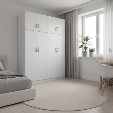 Dulap cu 4 usi, Athos I, V6, Alb, 160x42x240 cm