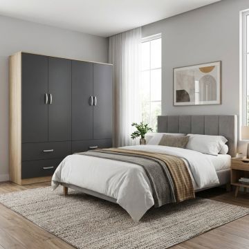Dulap cu 4 usi, Athos, V14, Antracit, 160x42x180 cm