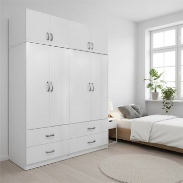 Dulap cu 4 usi, Athos, V20, Alb, 160x42x240 cm