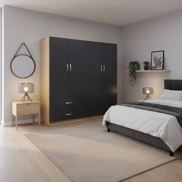 Dulap cu 4 usi, Athos, V3, Antracit-Sonoma, 160x42x180 cm