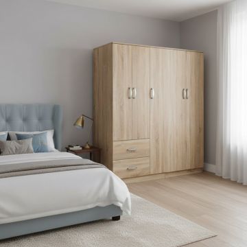 Dulap cu 5 usi, Athos I, V21, Stejar, 170x42x180 cm