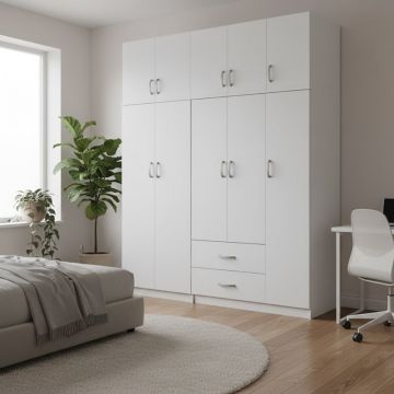 Dulap cu 5 usi, Athos I, V23, Alb, 170x42x240 cm