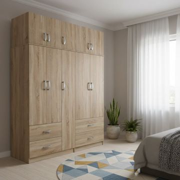 Dulap cu 5 usi, Athos, V24, Stejar, 170x42x240 cm