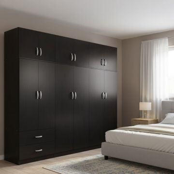 Dulap cu 6 usi, Athos I, V18, Wenge, 240x42x240 cm