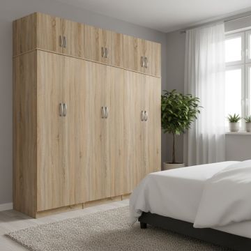 Dulap cu 6 usi, Athos II, V7, Stejar, 240x42x240 cm