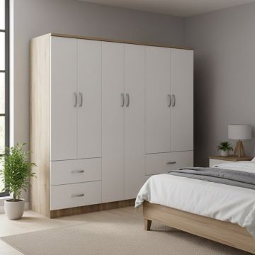 Dulap cu 6 usi, Athos, V13, Sonoma, 200.5x42x180 cm
