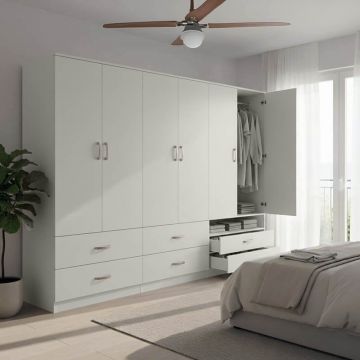 Dulap cu 6 usi, Athos, V23, Alb, 240x42x180 cm