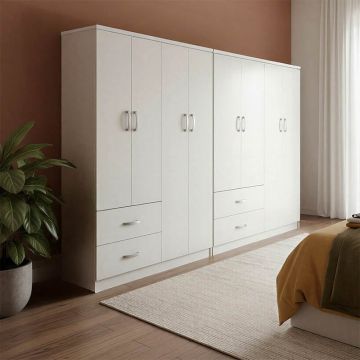 Dulap cu 8 usi, Athos, V12, Alb, 241x42x180 cm