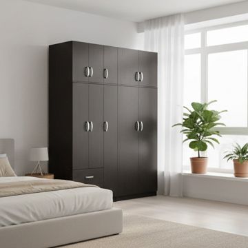Dulap cu cinci uși și spațiu de depozitare Lego I, Wenge, 170x42x240 cm