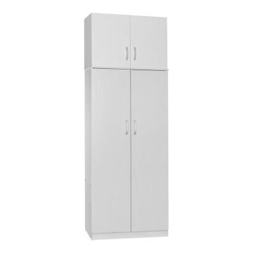 Dulap cu două uși și compartiment superior Lego, Alb, 80x42x240 cm