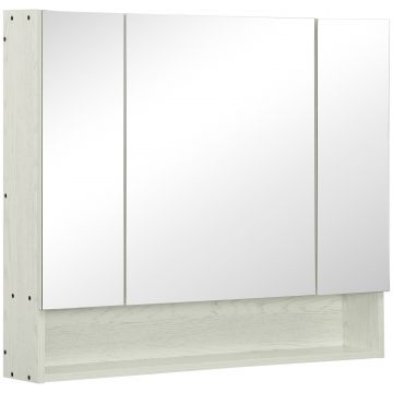 Dulap cu oglinda cu raft reglabil, MDF Sticla 90x15x75cm, Alb