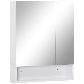 Dulap cu oglinda dreptunghiulara din MDF si Sticla, 60x15x75cm, Alb