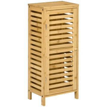 Dulap de Baie din Bambus cu Raft Interior Reglabil, 30x19,9x70 cm, Culoare Lemn