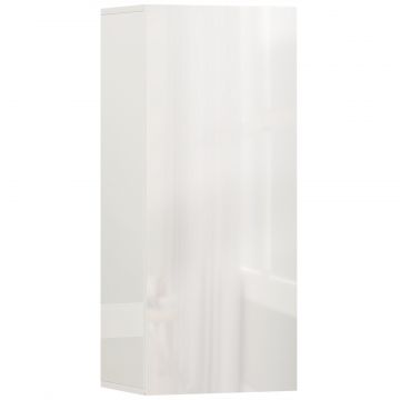 Dulap de Baie Suspendat cu Usa Fara Maner, 2 Rafturi Reglabile din Sticla, Mobilier Suspendat Multifunctional, 30x23,4x71,2 cm, Alb Lucios