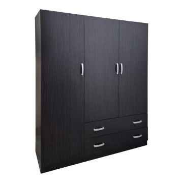 Dulap de haine Three-leaf wardrobe cu 2 drawers Alvia, wenge, 150x51x180cm