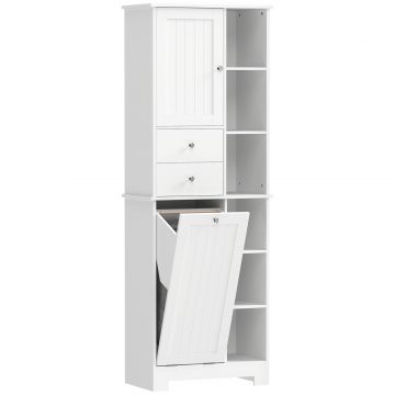 , Dulap de Podea pentru Baie, Economisitor de Spatiu, MDF, 60 x 28,8 x 171 cm, Alb