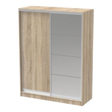 Dulap dormitor cu oglinda Korredor, Alb, 160x60x220 cm