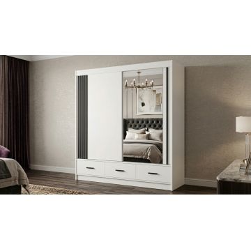 Dulap dressing Canada, 2 usi cu oglinda, 200 cm, Alb