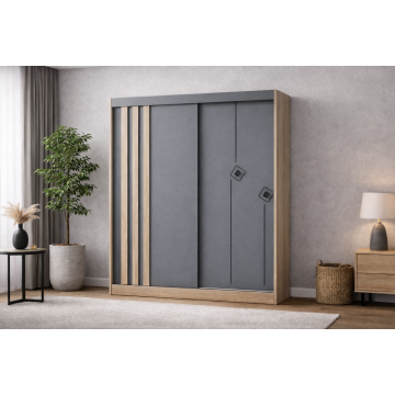 Dulap dressing Vio 2 usi, 135 cm, Sonoma/Gri