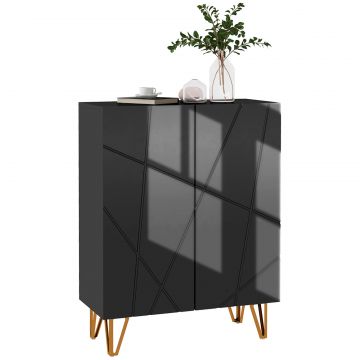 Dulap ingust pentru Pantofi, Dulap Subtire pentru Depozitarea a 15-20 de Pantofi, 95x72x31.5 cm, Negru
