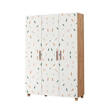 Dulap LEVA HEDERA LINE, 3 usi, pin atlantic + alb, 120x48x189 cm
