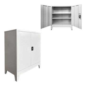 Dulap metalic cu spatiu de depozitare Armon, metal, Gri Deschis, 90x45x100 cm