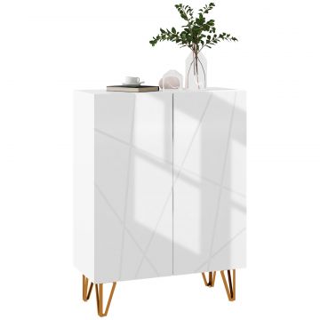 Dulap modern pentru pantofi, 15-20 perechi, cu rafturi reglabile si inchidere amortizata, 72x31.5x95 cm, alb
