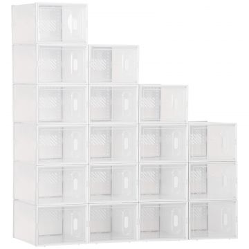 Dulap Pantofi - 18 Cutii PP Transparente, Economisire Spatiu