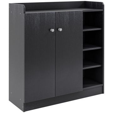 Dulap Pantofi Negru - 2 Usi Basculante, 83 30 90 cm