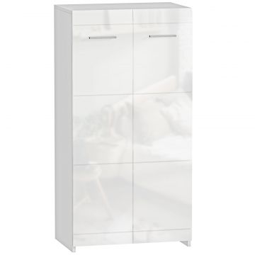 Dulap pentru incaltaminte cu 5 rafturi reglabile si detasabile, din lemn, 55x36x108 cm, alb lucios