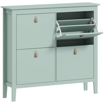 Dulap pentru pantofi 20 perechi, dulap cu 4 sertare rabatabile, rafturi reglabile, verde