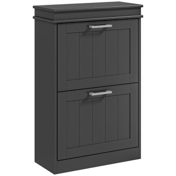 Dulap pentru Pantofi cu 2 Sertare pentru 10 Perechi de Pantofi, Mobilier cu Raft Reglabil, 54x24x82,5 cm, Negru
