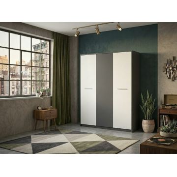 Dulap Practic 3 usi, 123 cm, Gri