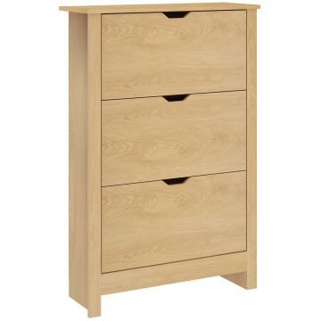 Dulap Slim pentru 18 Pantofi, 3 Sertare cu 2 Rafturi Reglabile Alb