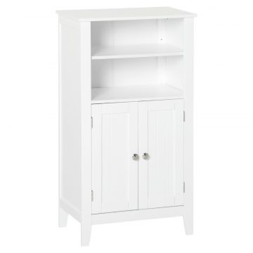Dulpa pentru Baie cu Rafturi Reglabile si 2 Usi din Lemn, Alb 50x30x93cm