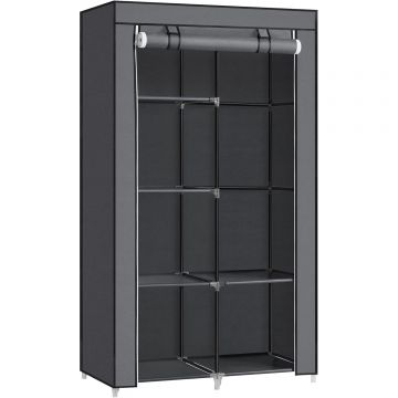 Garderoba pentru depozitarea hainelor, din material textil, design personalizabil, 45x88x168 cm, gri